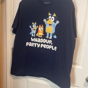 Bluey Graphic T-Shirt with Cartoon Characters Mens Sz 2XL Short Sleeve